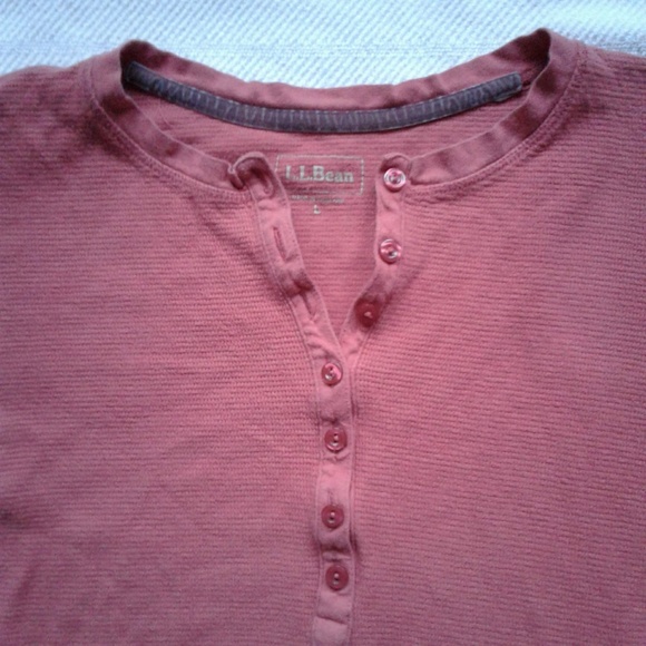 LL Bean Pink Waffle Knit Henley L - Picture 3 of 5